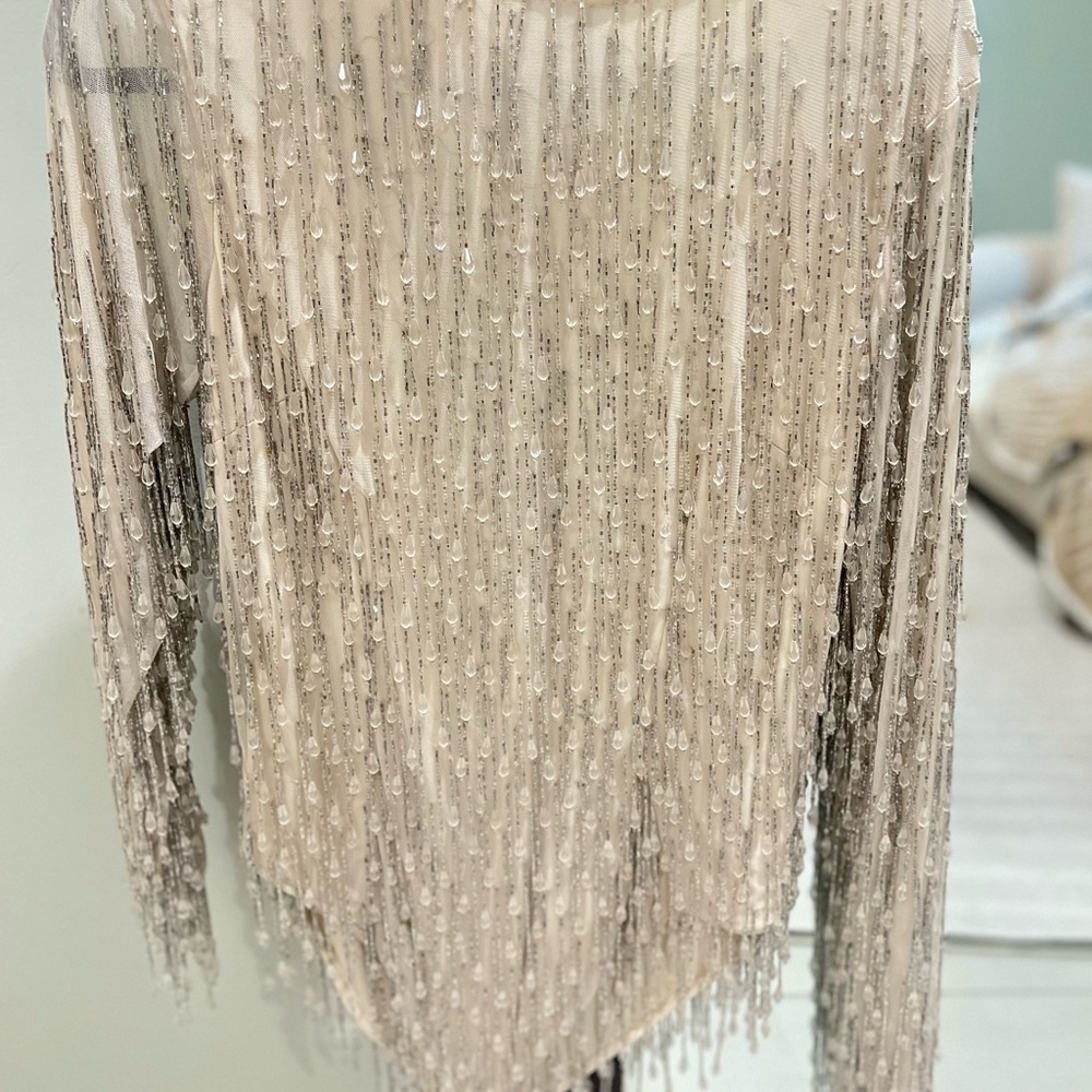 Nasty Gal Cream Beaded Blouse